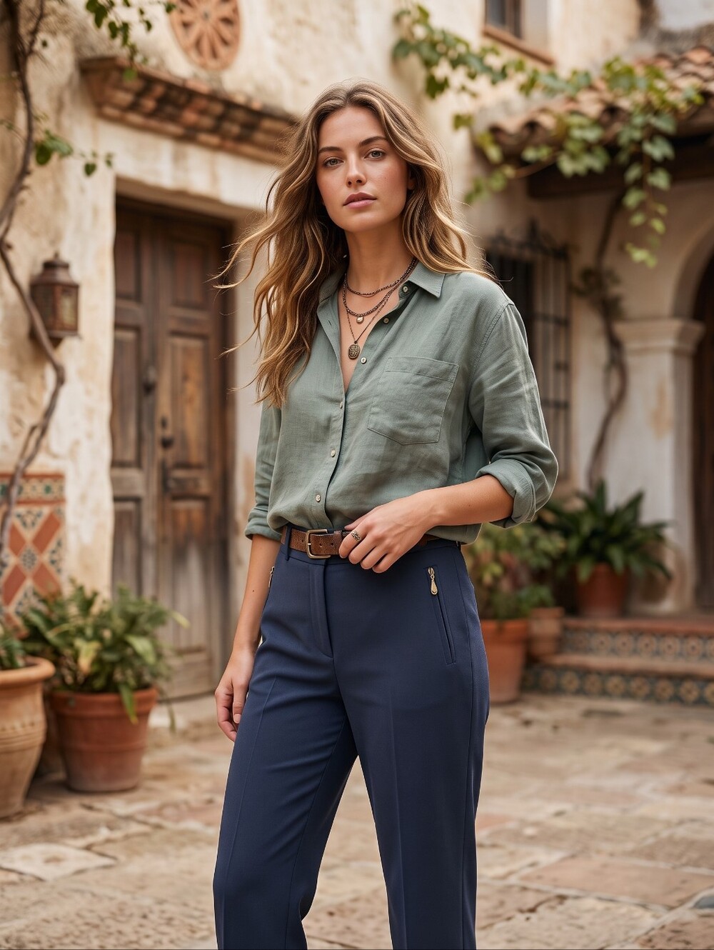 TanJay Navy Tailored Slacks Quiet Luxury Minimalist Zip Trouser Corporatecore